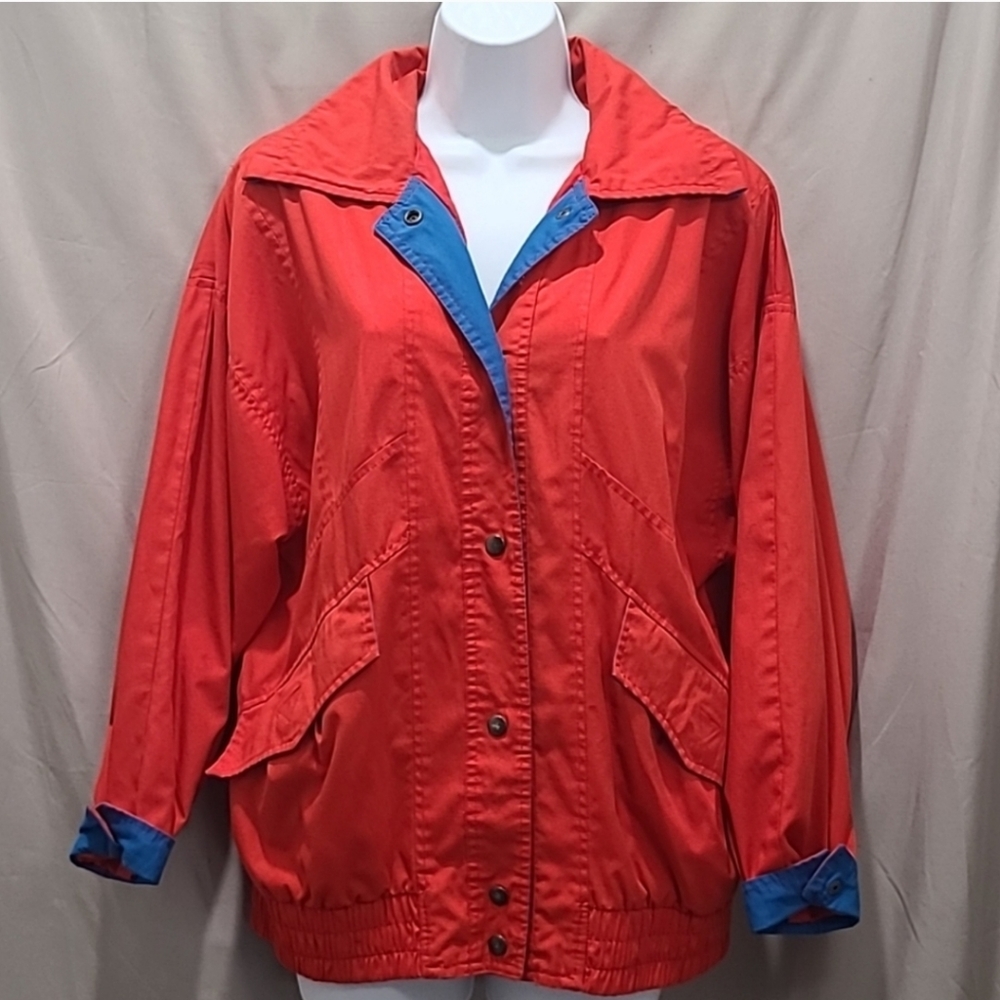 Vintage 80s Be In The Current Seen Red Blue Cotton Jacket